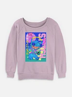 Disney Lilo & Stitch Retro Groovy Womens Slouchy Sweatshirt
