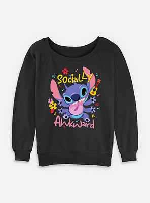 Disney Lilo & Stitch Socially Awkward Womens Slouchy Sweatshirt