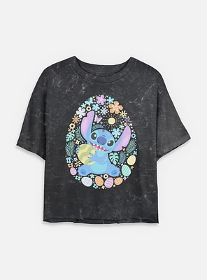 Disney Lilo & Stitch Easter Egg Hunt Womens Mineral Wash Crop T-Shirt