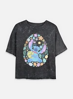 Disney Lilo & Stitch Easter Egg Hunt Womens Mineral Wash Crop T-Shirt