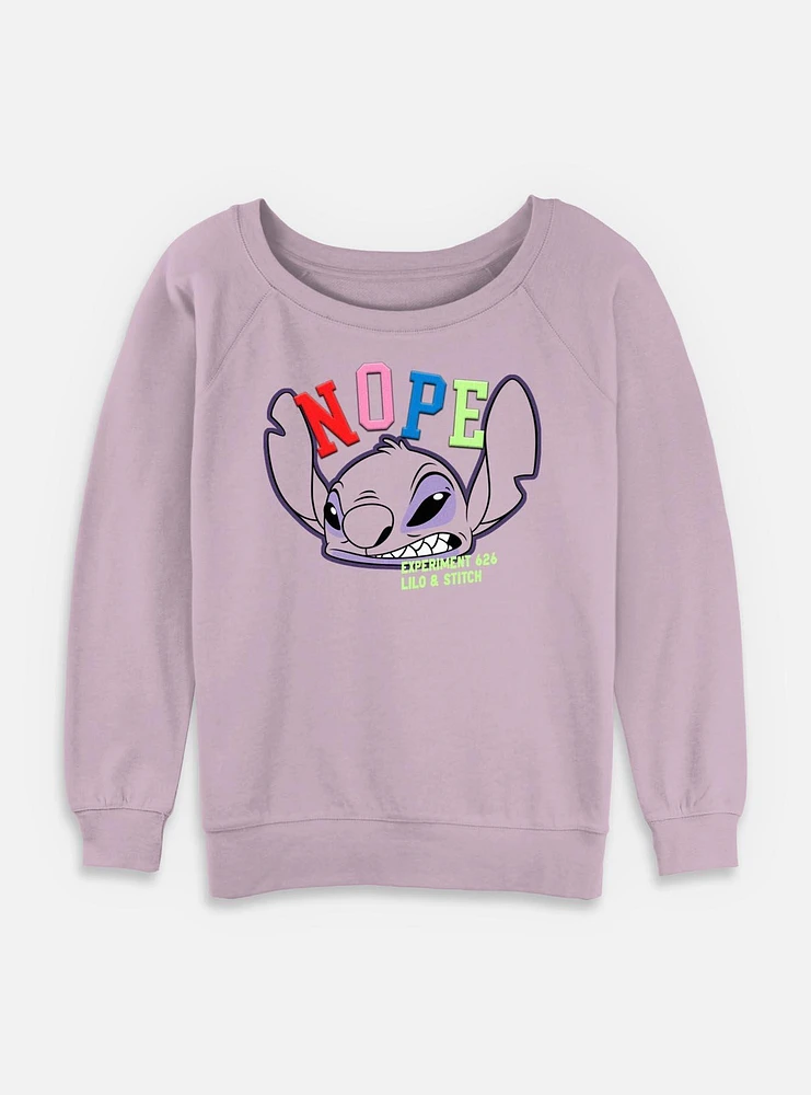 Disney Lilo & Stitch Nope Angry Face Womens Slouchy Sweatshirt