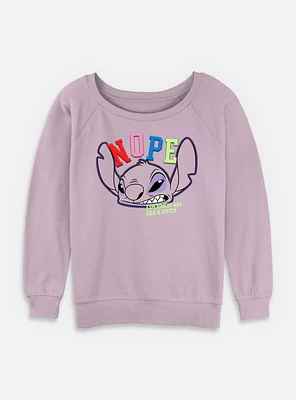 Disney Lilo & Stitch Nope Angry Face Womens Slouchy Sweatshirt