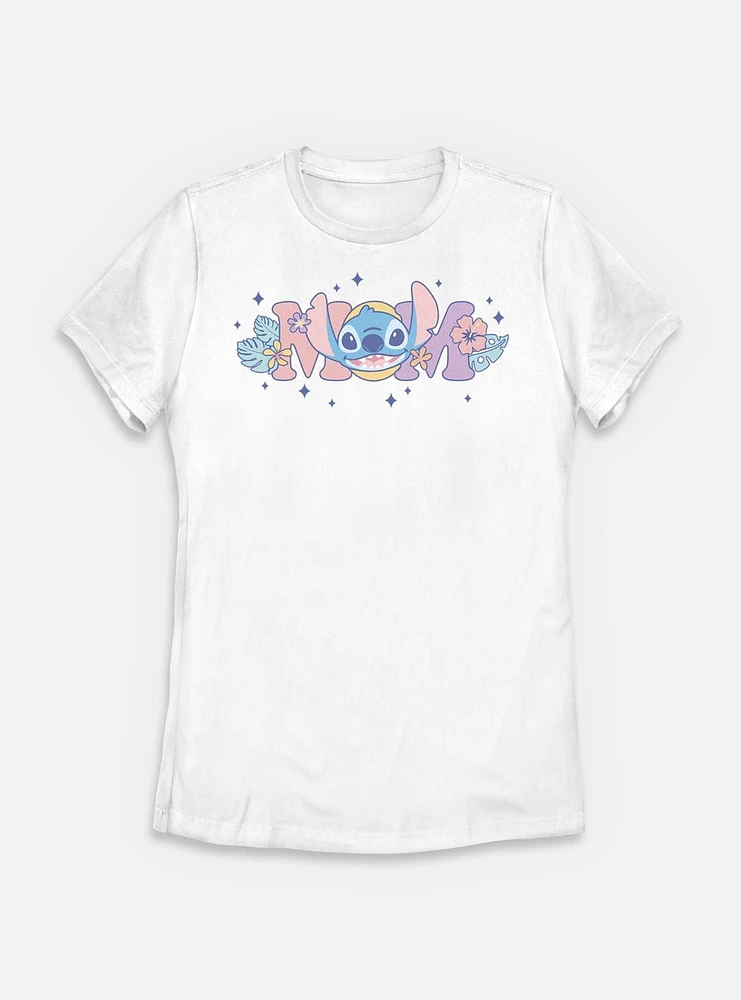 Disney Lilo & Stitch Mom Flowers Womens T-Shirt