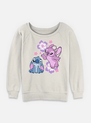 Disney Lilo & Stitch Angel Hibiscus Womens Slouchy Sweatshirt