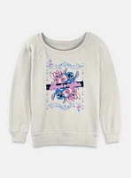 Disney Lilo & Stitch Angel And Card Womens Slouchy Sweatshirt