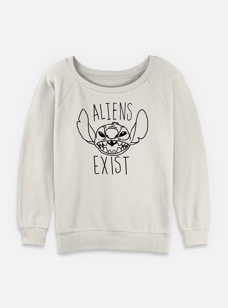 Disney Lilo & Stitch Aliens Exist Womens Slouchy Sweatshirt