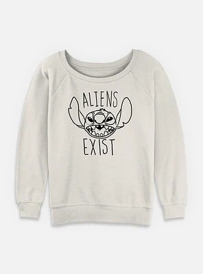 Disney Lilo & Stitch Aliens Exist Womens Slouchy Sweatshirt