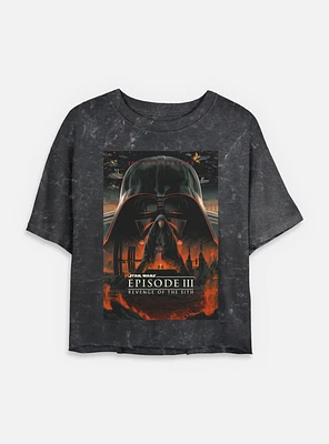 Star Wars Episode III: Revenge Of The Sith 20th Anniversary Poster Mineral Wash Womens Crop T-Shirt