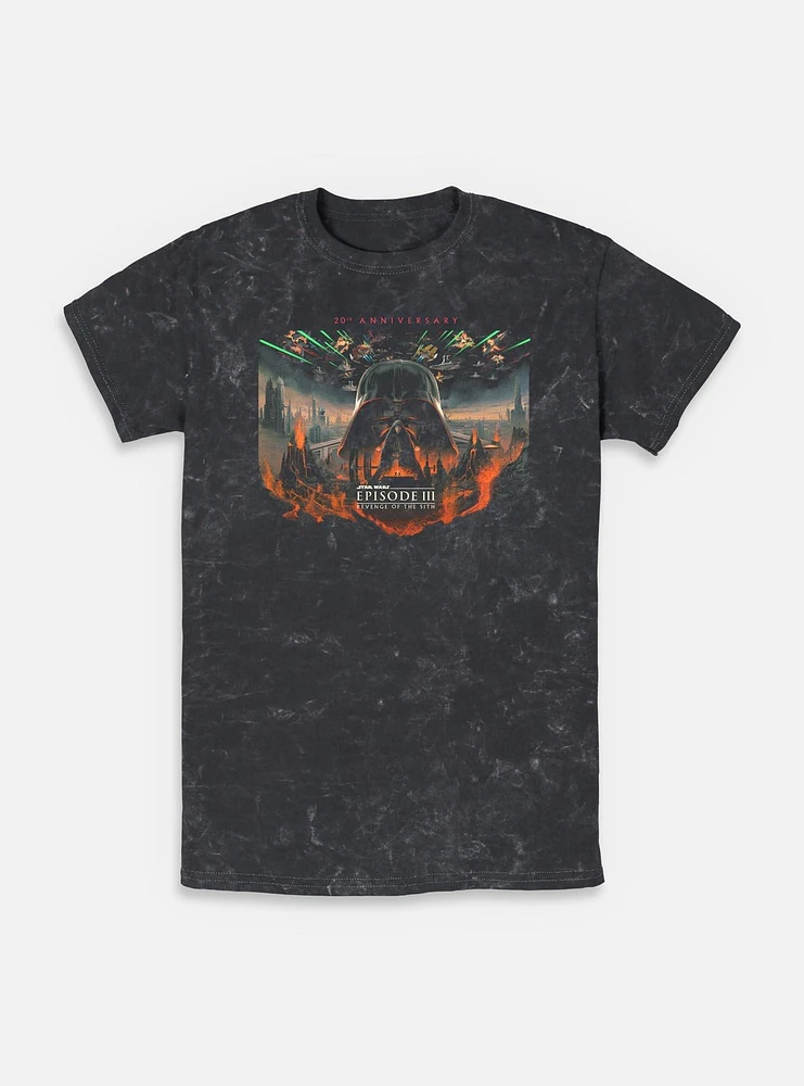 Star Wars Episode III: Revenge Of The Sith 20th Anniversary Scenic Poster Mineral Wash T-Shirt