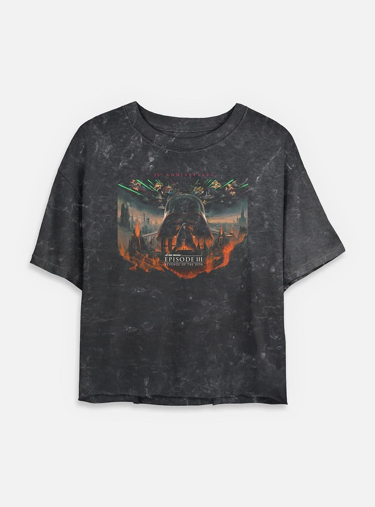 Star Wars Episode III: Revenge Of The Sith 20th Anniversary Scenic Poster Mineral Wash Womens Crop T-Shirt