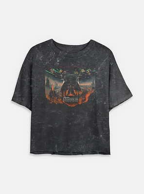 Star Wars Episode III: Revenge Of The Sith 20th Anniversary Scenic Poster Mineral Wash Womens Crop T-Shirt