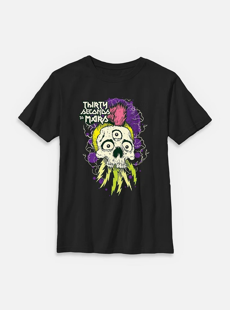 30 Seconds To Mars Mohawk Skull Youth T-Shirt