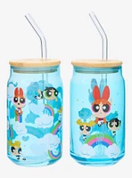 Powerpuff Girls Rainbow Group Portrait Glass Cup with Straw Set