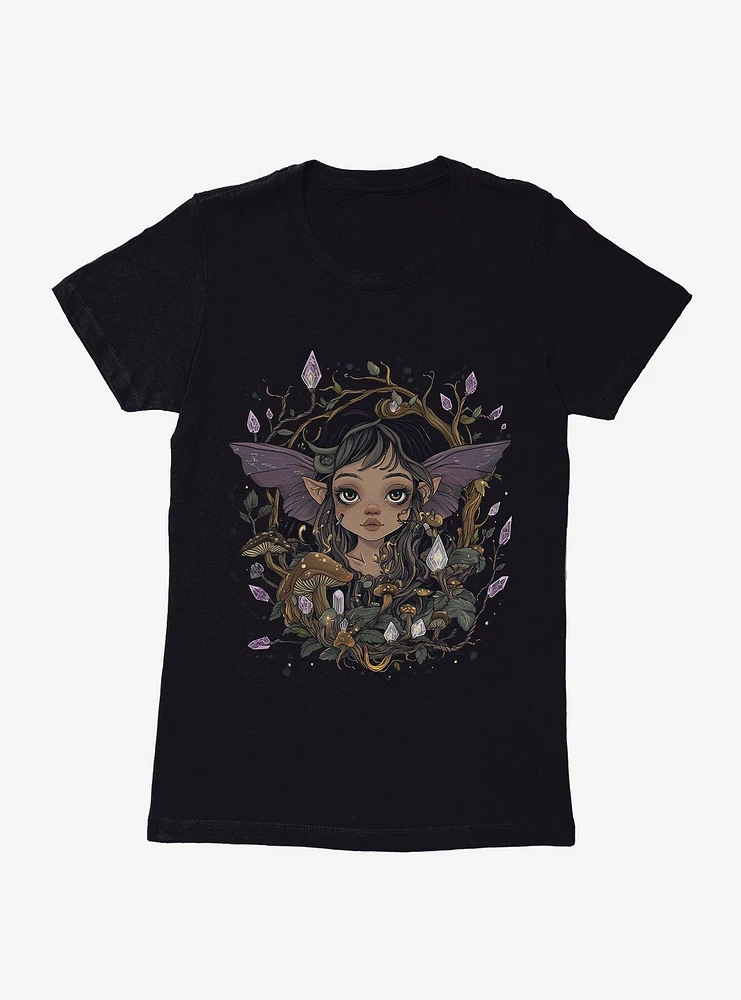 Dark Fairy Crystal Blossoms Womens T-Shirt