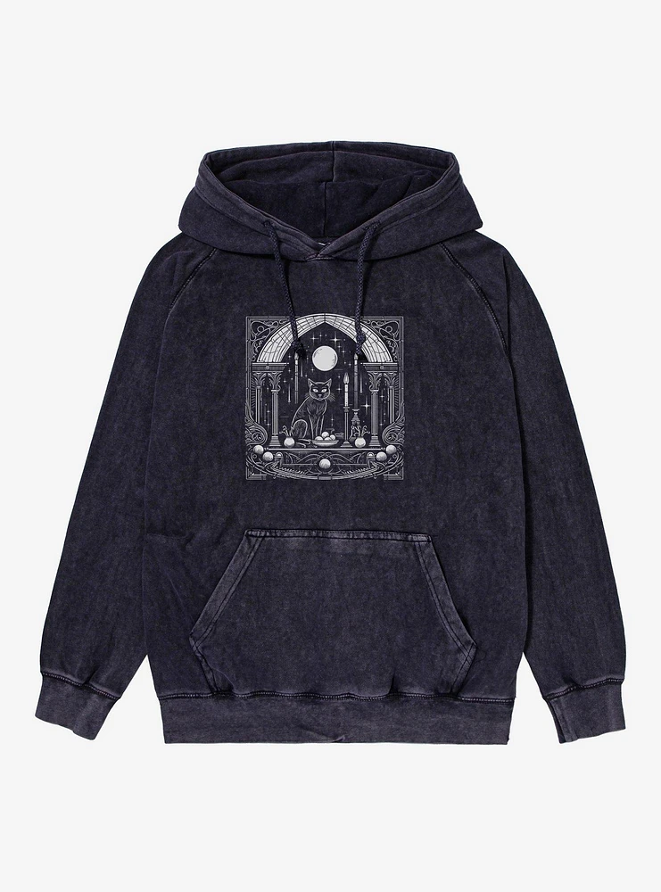 Black Cat Ritual Mineral Wash Hoodie