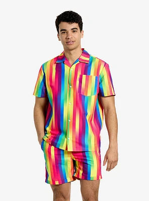 Rainbow Glaze Button-Up Shirt & Short Set