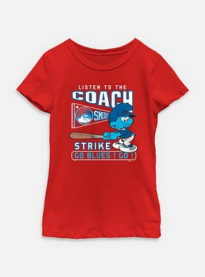 The Smurfs Listen To Coach Youth Girls T-Shirt