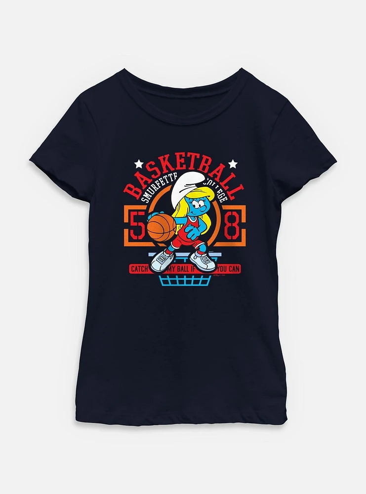 The Smurfs Basketball Smurfette Youth Girls T-Shirt