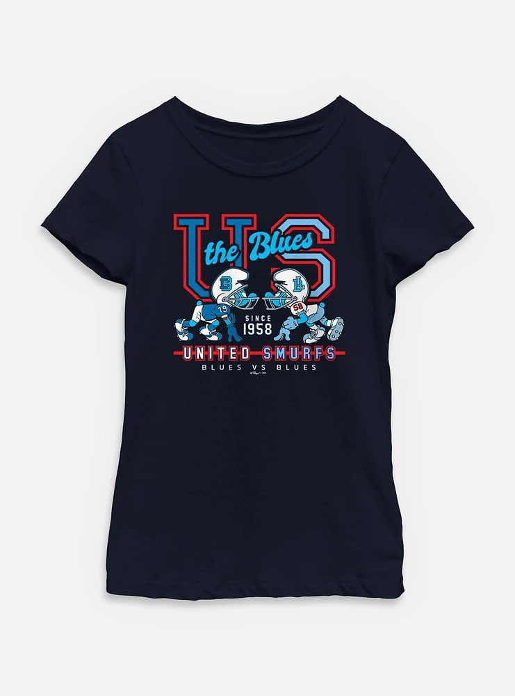 The Smurfs Blues vs Football Youth Girls T-Shirt