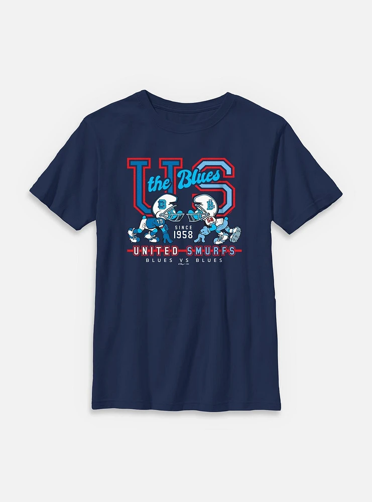 The Smurfs Blues vs Football Youth T-Shirt