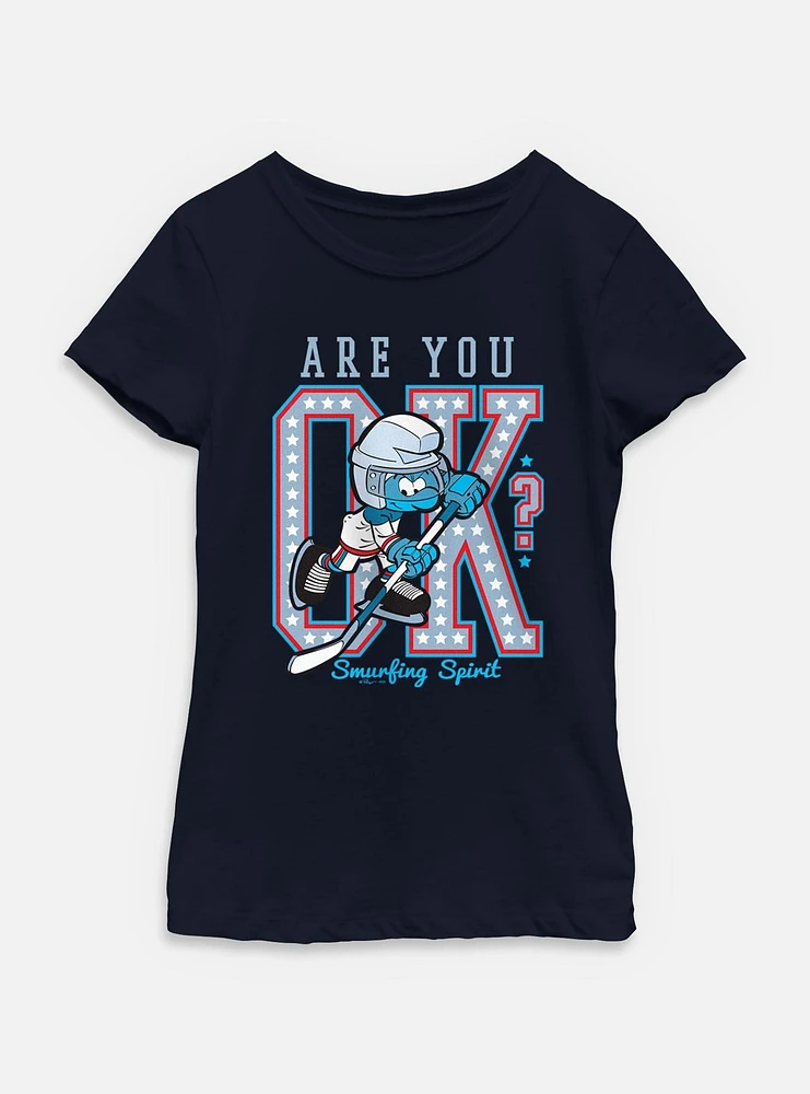 The Smurfs Are You Ok Hockey Youth Girls T-Shirt