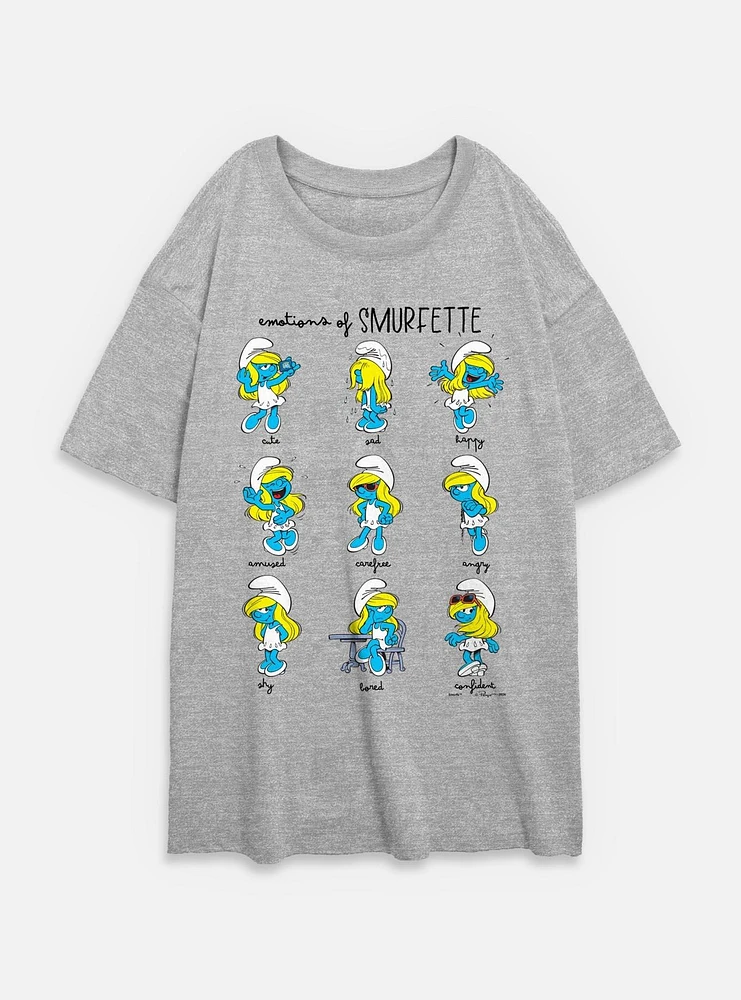The Smurfs Emotions Of Smurfette Womens Oversized T-Shirt