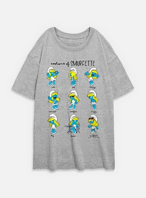 The Smurfs Emotions Of Smurfette Womens Oversized T-Shirt