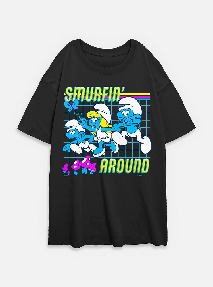 The Smurfs Smurfin Around Womens Oversized T-Shirt