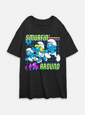 The Smurfs Smurfin Around Womens Oversized T-Shirt