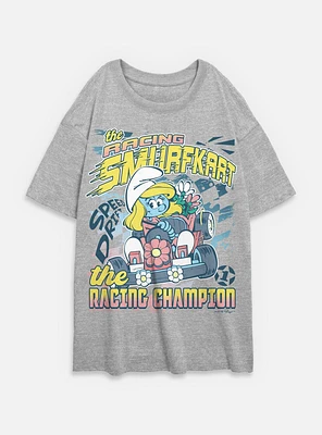 The Smurfs Racing Smurfkart Womens Oversized T-Shirt