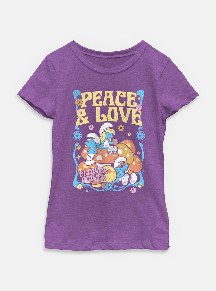 The Smurfs Peace & Love Youth Girls T-Shirt