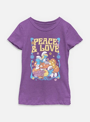 The Smurfs Peace & Love Youth Girls T-Shirt