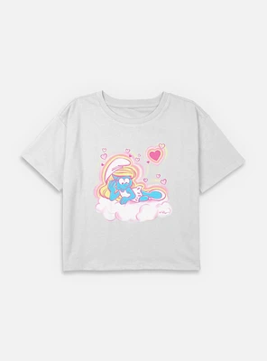 The Smurfs Airbrush Hearts Youth Girls Boxy Crop T-Shirt