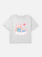 The Smurfs Airbrush Hearts Youth Girls Boxy Crop T-Shirt