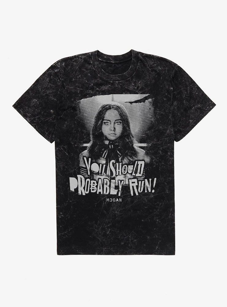 M3GAN You Should Probably Run! Mineral Wash T-Shirt