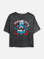 The Smurfs Smurfing Spirit Hockey Mineral Wash Womens Crop T-Shirt