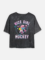 The Smurfs Nice Girl Hockey Mineral Wash Womens Crop T-Shirt