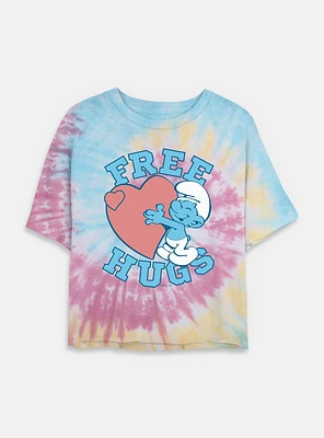 The Smurfs Free Hugs Tie Dye Crop Womens  T-Shirt
