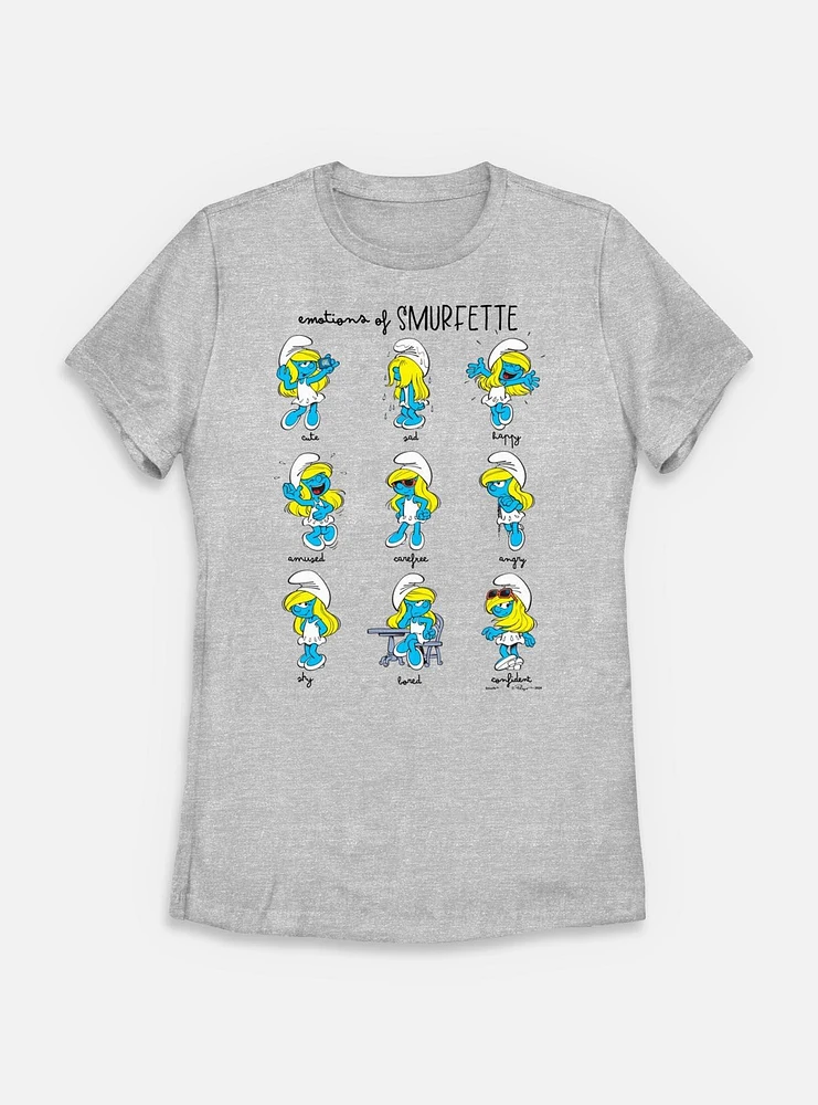 The Smurfs Emotions Of Smurfette Womens T-Shirt