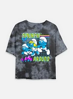 The Smurfs Smurfin Around Tie Dye Crop Womens T-Shirt