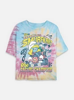 The Smurfs Racing Smurfkart Tie Dye Crop Womens  T-Shirt