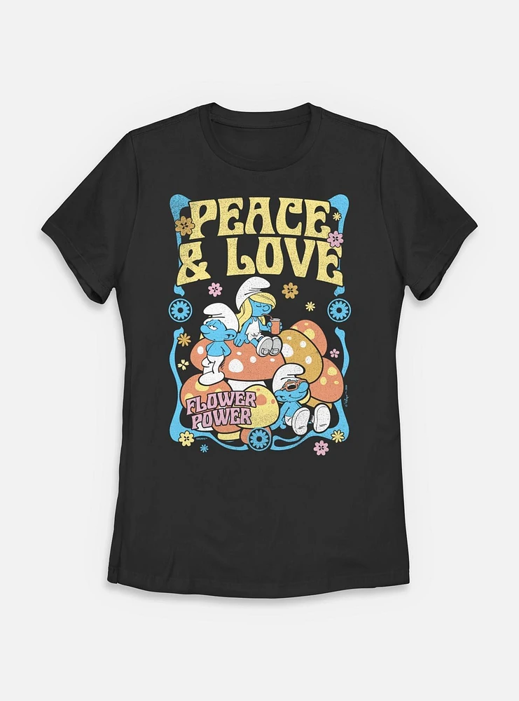 The Smurfs Peace & Love Womens T-Shirt