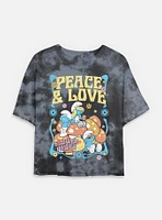 The Smurfs Peace & Love Tie Dye Crop Womens T-Shirt