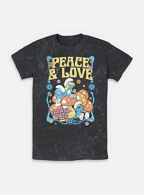 The Smurfs Peace & Love Mineral Wash T-Shirt