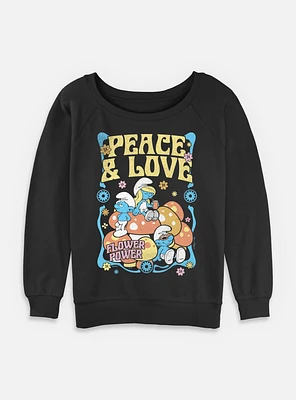 The Smurfs Peace & Love Womens Slouchy Sweatshirt
