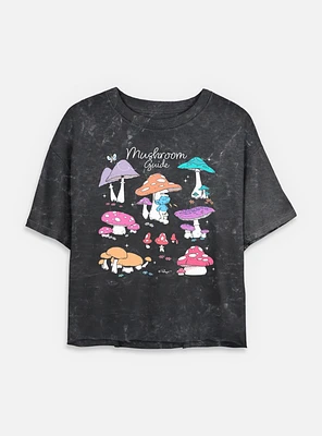 The Smurfs Mushroom Guide Mineral Wash Womens Crop T-Shirt