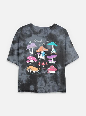 The Smurfs Mushroom Guide Tie Dye Crop Womens T-Shirt