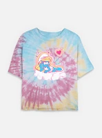 The Smurfs Airbrush Hearts Tie Dye Crop Womens  T-Shirt