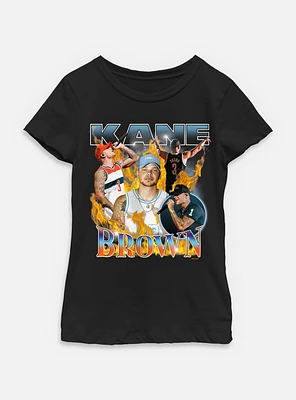 Kane Brown Flames Collage Youth Girls T-Shirt