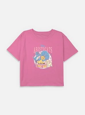 Disney The AristoCats Playing With Gramophone Youth Girls Boxy Crop T-Shirt